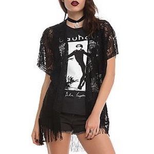 Black Skull crochet fringe shawl